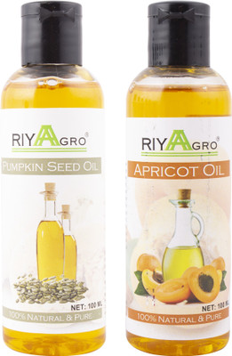 

RIYAAGRO (Combo Pack of 2) 100 % Natrual & Pure Undiluted Cold Pressed (Pumpkin Seed & Apricot Oil) For Hair-Scalp-Skin-Face-Nails-- 100 ml(100 ml)