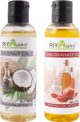 

RIYAAGRO (Combo Pack of 2) 100 % Natrual & Pure Undiluted Cold Pressed (Coconut & Pomegranate Oil) For Hair-Scalp-Skin-Face-Nails-- 100 ml(100 ml)