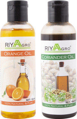 

RIYAAGRO (Combo Pack of 2) 100 % Natrual & Pure Undiluted Cold Pressed (Orange & Coriander Oil) For Hair-Scalp-Skin-Face-Nails-- 100 ml(200 ml)