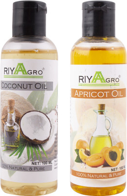 

RIYAAGRO (Combo Pack of 2) 100 % Natrual & Pure Undiluted Cold Pressed (Coconut & Apricot Oil) For Hair-Scalp-Skin-Face-Nails-- 100 ml(100 ml)