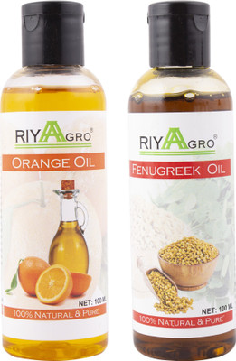 

RIYAAGRO (Combo Pack of 2) 100 % Natrual & Pure Undiluted Cold Pressed (Orange & Fenugreek Oil) For Hair-Scalp-Skin-Face-Nails-- 100 ml(200 ml)
