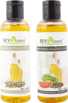 

RIYAAGRO (Combo Pack of 2) 100 % Natrual & Pure Undiluted Cold Pressed (Pumpkin Seed & Watermelon Seed Oil) For Hair-Scalp-Skin-Face-Nails-- 100 ml(100 ml)