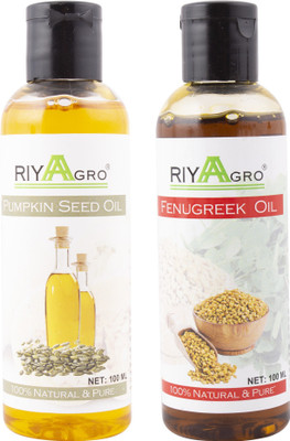 

RIYAAGRO (Combo Pack of 2) 100 % Natrual & Pure Undiluted Cold Pressed (Pumpkin Seed & Fenugreek Oil) For Hair-Scalp-Skin-Face-Nails-- 100 ml(100 ml)
