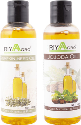 

RIYAAGRO (Combo Pack of 2) 100 % Natrual & Pure Undiluted Cold Pressed (Pumpkin Seed & Jojoba Oil) For Hair-Scalp-Skin-Face-Nails-- 100 ml(100 ml)