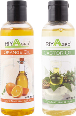 

RIYAAGRO (Combo Pack of 2) 100 % Natrual & Pure Undiluted Cold Pressed (Orange & Castor Oil) For Hair-Scalp-Skin-Face-Nails-- 100 ml(100 ml)