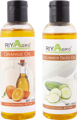 

RIYAAGRO (Combo Pack of 2) 100 % Natrual & Pure Undiluted Cold Pressed (Orange & Cucumber Seed Oil) For Hair-Scalp-Skin-Face-Nails-- 100 ml(200 ml)