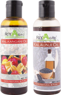

RIYAAGRO (Combo Pack of 2) 100 % Natrual & Pure Undiluted Cold Pressed (Malkangani & Kalaunji Oil) For Hair-Scalp-Skin-Face-Nails-- 100 ml(100 ml)