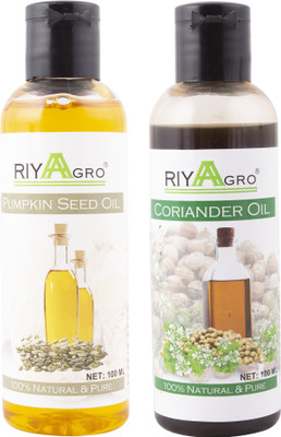 

RIYAAGRO (Combo Pack of 2) 100 % Natrual & Pure Undiluted Cold Pressed (Pumpkin Seed & Coriander Oil) For Hair-Scalp-Skin-Face-Nails-- 100 ml(100 ml)