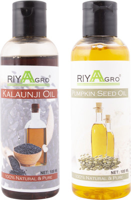 

RIYAAGRO (Combo Pack of 2) 100 % Natrual & Pure Undiluted Cold Pressed (Kalaunji & Pumpkin Seed Oil) For Hair-Scalp-Skin-Face-Nails-- 100 ml(200 ml)