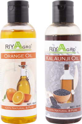 

RIYAAGRO (Combo Pack of 2) 100 % Natrual & Pure Undiluted Cold Pressed (Orange & Kalaunji Oil) For Hair-Scalp-Skin-Face-Nails-- 100 ml(200 ml)