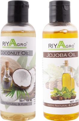 

RIYAAGRO (Combo Pack of 2) 100 % Natrual & Pure Undiluted Cold Pressed (Coconut & Jojoba Oil) For Hair-Scalp-Skin-Face-Nails-- 100 ml(100 ml)