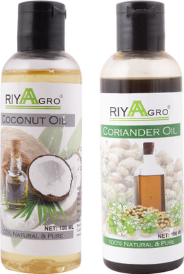 

RIYAAGRO (Combo Pack of 2) 100 % Natrual & Pure Undiluted Cold Pressed (Coconut & Coriander Oil) For Hair-Scalp-Skin-Face-Nails-- 100 ml(100 ml)