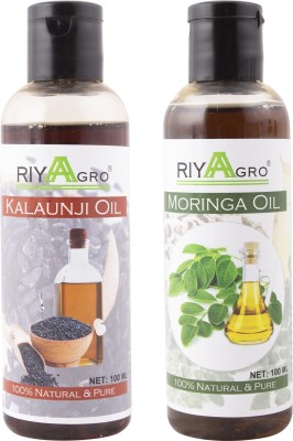 

RIYAAGRO (Combo Pack of 2) 100 % Natrual & Pure Undiluted Cold Pressed (Kalaunji & Moringa Oil) For Hair-Scalp-Skin-Face-Nails-- 100 ml(100 ml)