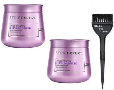 

Studio Fix Combo Hair Brush &L'oreal Professional Serieexpert Prokeratin LIss Unlimited Masque Hair Mask Cream Set Of 2(Set of 3)