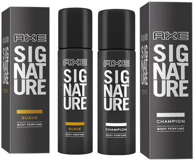 

AXE SIGNATURE CHAMPION BODY PERFUME 122 ML + SIGNATURE SUAVE BODY PERFUME 122 ML Deodorant Spray - For Men & Women(122 ml, Pack of 2)