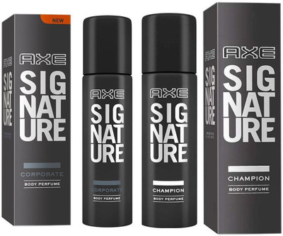

AXE SIGNATURE CHAMPION BODY PERFUME 122 ML + SIGNATURE CORPORATE BODY PERFUME 122 ML Deodorant Spray - For Men & Women(122 ml, Pack of 2)