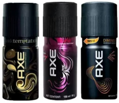 

AXE Deodorant (Dark temptation, Provoke, Dimension 450ML) pack of 3 Deodorant Spray - For Men(450 ml, Pack of 3)