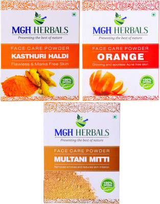MGH Herbals Kasturi Haldi, Orange Peel & Multani Mitti Face pack (Pack of 3)(300 g)
