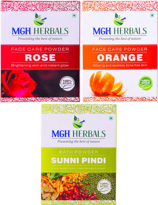 

MGH Herbals Rose Petals, Orange Peel & Bath Powder Face Pack (Pack of 3)(300 g)