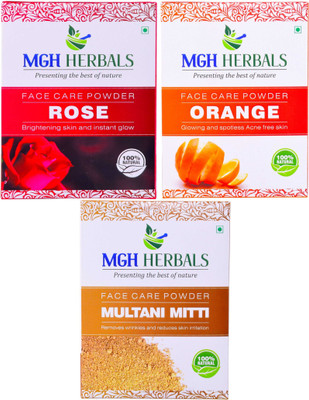 

MGH Herbals Rose Petals, Orange Peel & Multani Mitti Face Pack (Pack of 3)(300 g)
