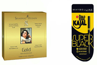 

shahnaz 24 carat Gold facial kit 40gm & maybelline collosal kajal 0.35gm (pack of 2) 40 g(Set of 2)