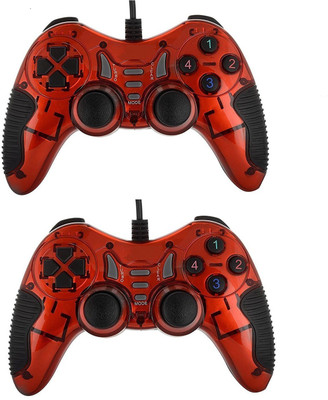 

spincart USB 2.0 Wired Gamepad with Dual Vibration Gamepad Game Controller for Laptop and PC Set of 2 USB Gamepad (Red, For PC) USB Gamepad(Red, For PC)