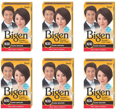 

Bigen Long Lasting Powder Hair Colour For Men And Women - 6g Each - ( Combo Pack / Set Of 6 ) Ammonia Free Hair Color(DARK BROWN - N30)