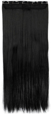 

Foreign Holics 5 Clips Straight Extension For Women And Girls - 24 Inch (Black) Hair Extension