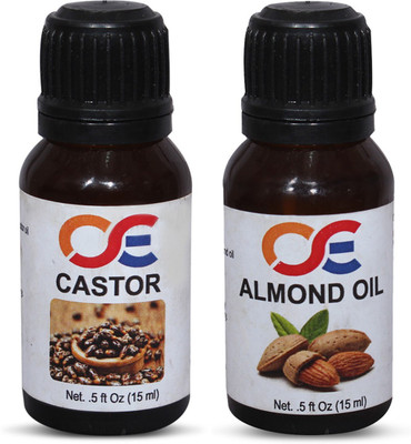

OSE (Combo Pack Of 2) 100 Percent Pure & Organic Cold Pressed & Hexane Free Castor Oil & Almond Oil Hair Oil(15 ml)