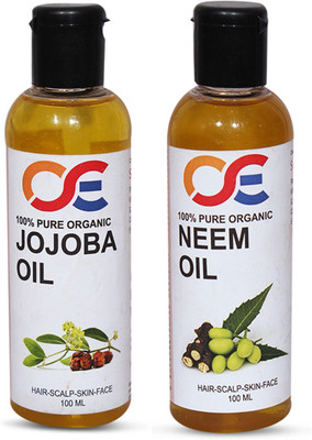 

OSE (Combo Pack Of 2) 100 Percent Pure & Organic Cold Pressed Unrefined Virgin Jojoba Oil & Neem Oil For Hair-Scalp-Skin-Face-Nails Hair Oil(100 ml)