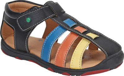 

Glitzy Galz Boys Velcro T-bar Sandals(Black