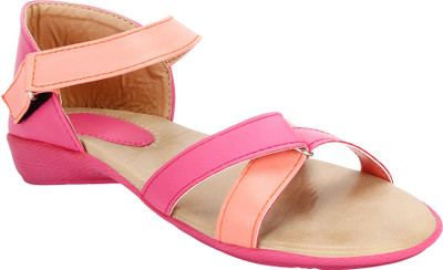 

Glitzy Galz Girls Velcro Strappy Sandals(Pink