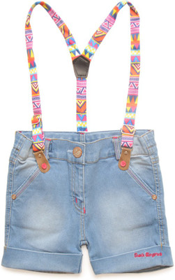 

LITTLE KANGAROOS Short For Girl's Casual Self Design Cotton(Light Blue, Pack of 1