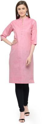 Enchanted Drapes Women Solid Straight Kurta(Pink)