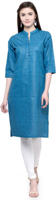 Enchanted Drapes Women Solid Straight Kurta(Blue)
