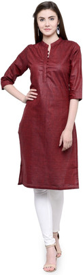 Enchanted Drapes Women Solid Straight Kurta(Maroon)