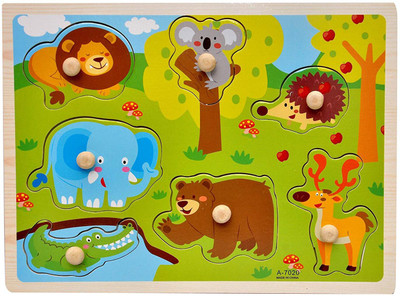 

Toyshine Wooden Puzzle Toy, Educational and Learning Toy - Animals, Set 1(Multicolor)