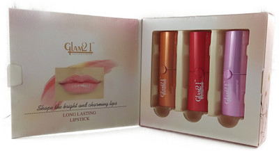

Glam 21 COLOR REVIVER LIPSTICK * LONG LASTING LIPSTICK(FRUITY ORANGE, FLAME RED, BARBIE PINK)