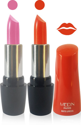 

Medin paris ultra hd elegant colors matte lipstick cosmetics makeup 007 serires set of 2 color(pink orange)