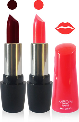 

Medin paris ultra hd elegant colors matte lipstick cosmetics makeup 007 serires set of 2 color(d maroon l pink)
