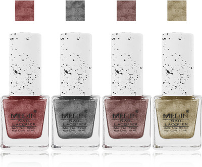 

Medin paris sand look fashion Metallic Nail Polish lady femina09 Combo Set of 4 color l golden maroon copper grey