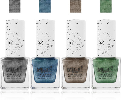 

Medin paris sand look fashion Metallic Nail Polish lady femina09 Combo Set of 4 color grey l copper green blue