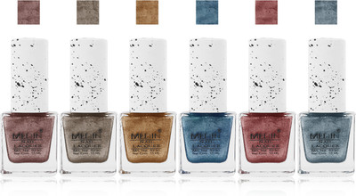 

Medin paris sand look fashion Metallic Nail Polish lady femina09 Combo Set of 6 color golden blue l copper copper maroon silver(Pack of 6)