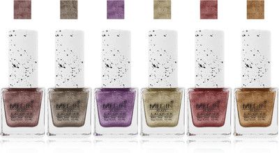 

Medin paris sand look fashion Metallic Nail Polish lady femina09 Combo Set of 6 color l golden golden l copper copper maroon purple(Pack of 6)