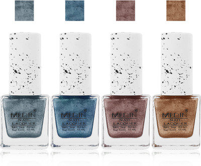 

Medin paris sand look fashion Metallic Nail Polish lady femina09 Combo Set of 4 color silver brown copper blue
