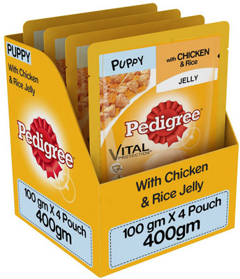 

Pedigree Jelly Chicken, Rice 400 g Wet Dog Food(Pack of 4)