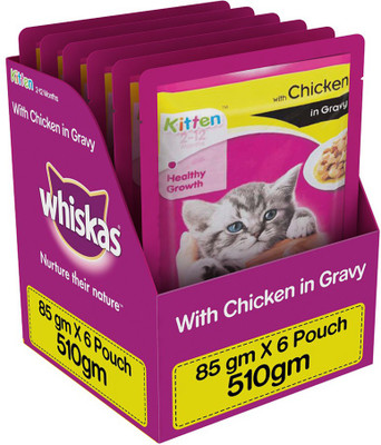 Whiskas Kitten (2-12 months) Chicken 0.51 kg Wet Cat Food(Pack of 6)