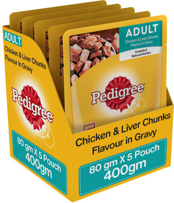 

Pedigree Gravy Chicken, Liver 0.4 kg Wet Dog Food(Pack of 5)