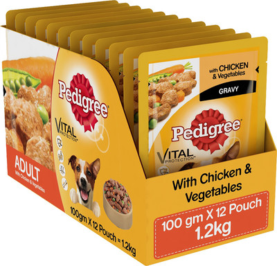 

Pedigree Adult Chicken, Vegetable 1200 g Wet Dog Food(Pack of 12)