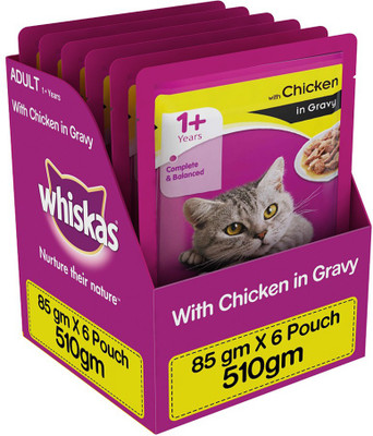 

Whiskas Adult (+1 year) Chicken 0.51 kg Wet Cat Food(Pack of 6)